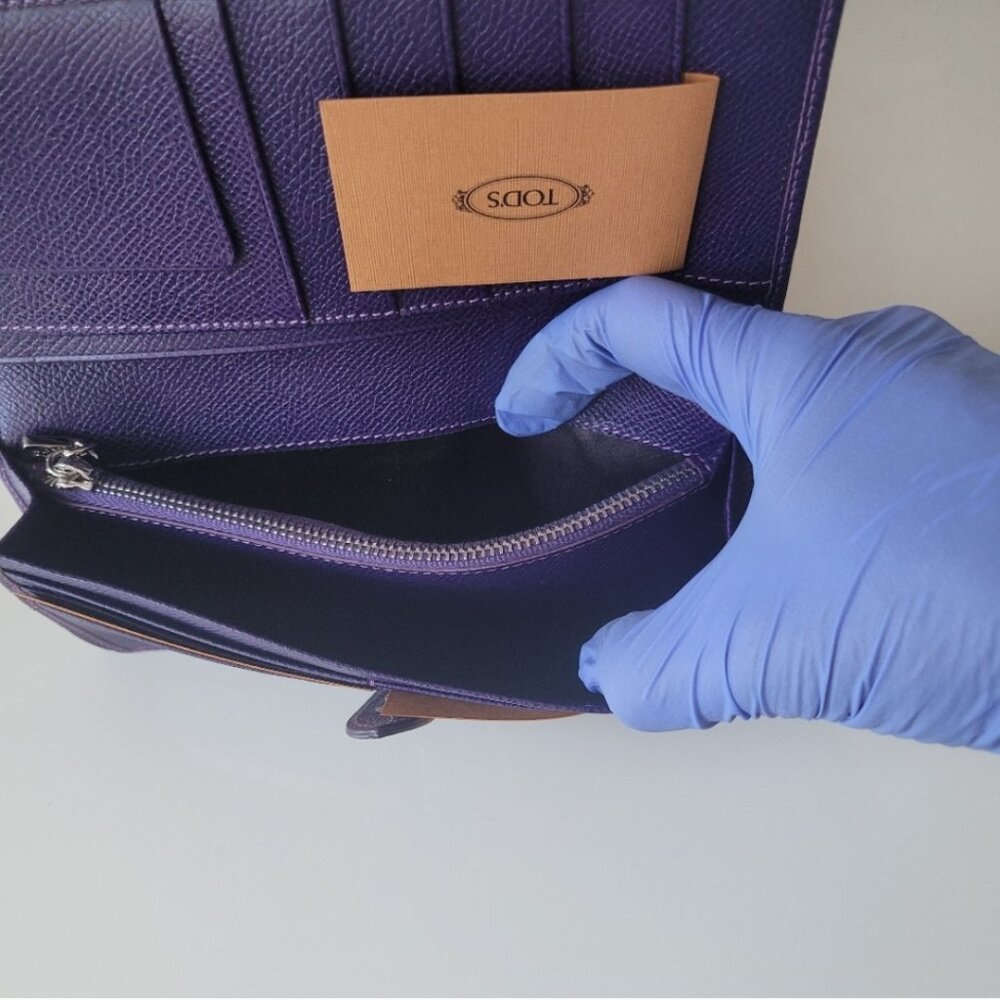 TOD'S Purple Continental Flap Wallet - Picture 4 of 14